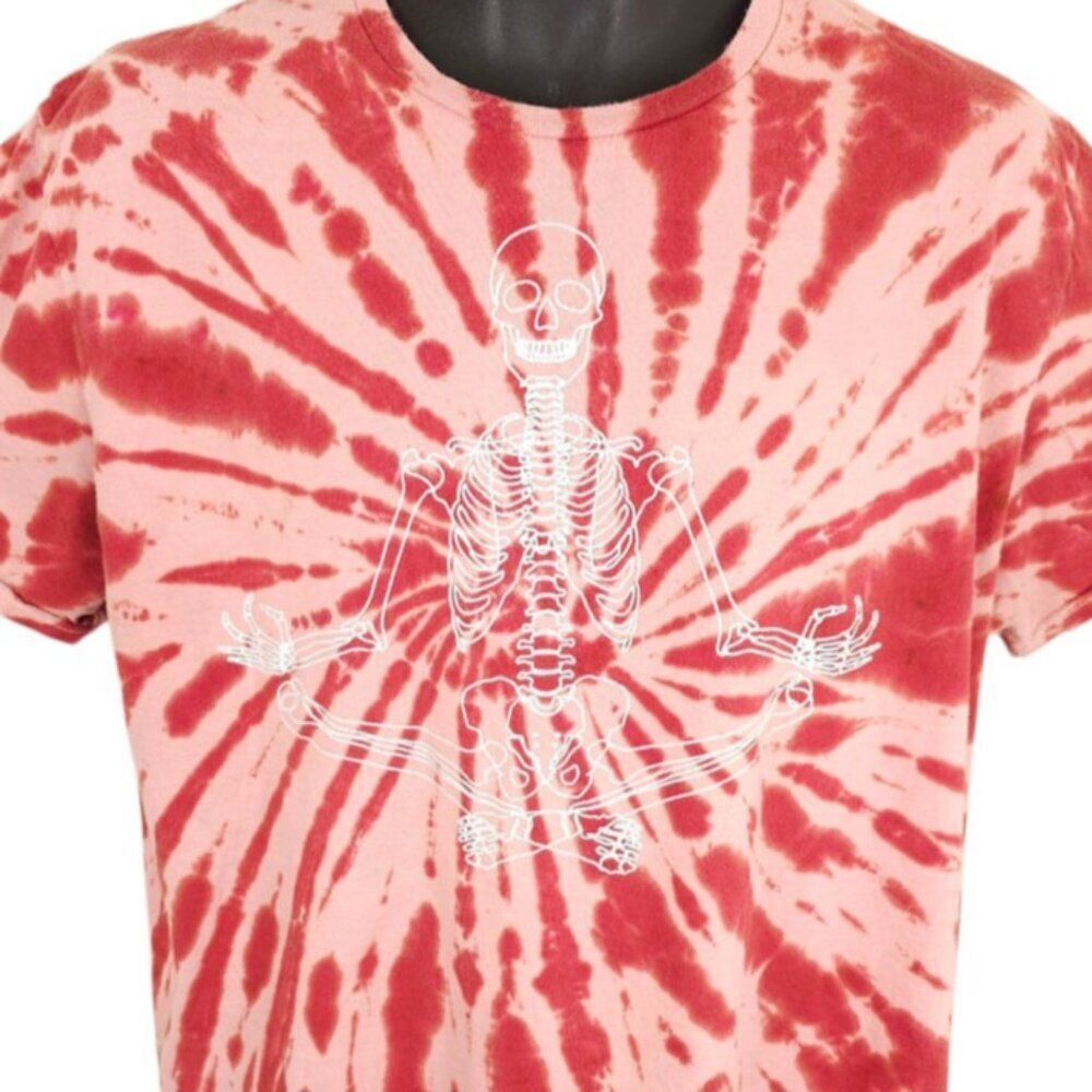Meditating Skeleton T Shirt Mens Size XL Red Skull Tie Dye Chemistry